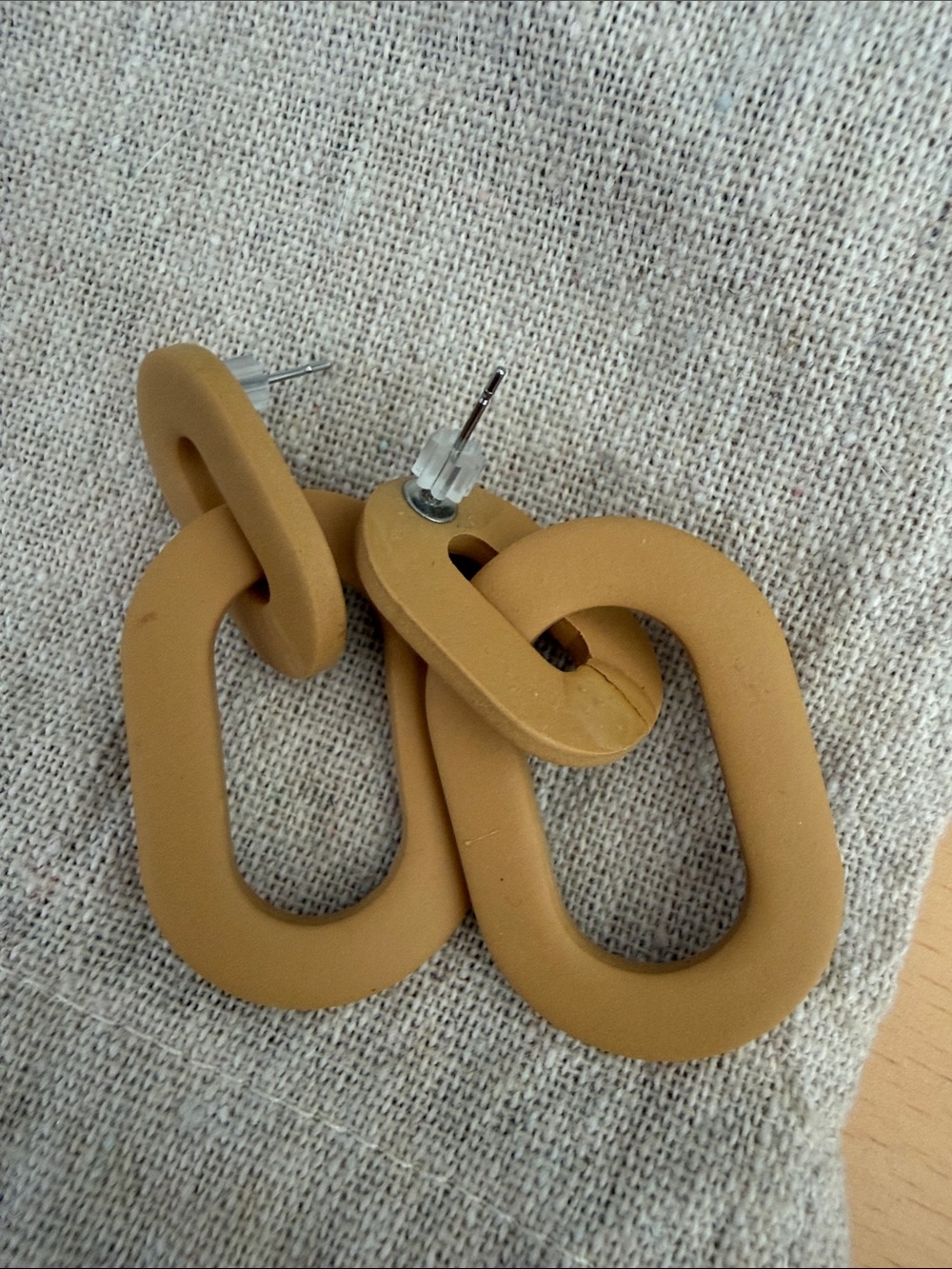 Matte Mustard Linked Drop Earrings - Women Jewelry